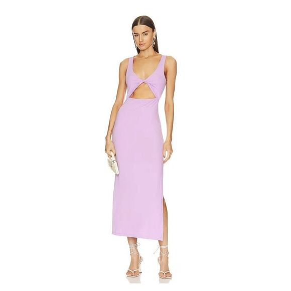 l*space Dresses & Skirts - L*Space Nico Cutout Maxi Dress in Lavender Size Large Stretch Side Slit Ribbed